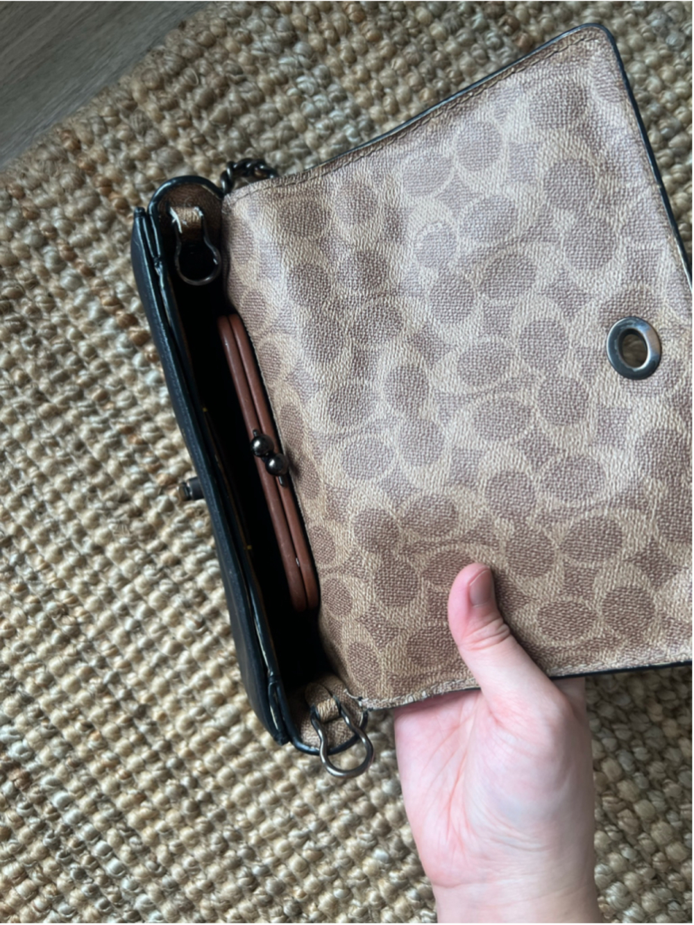 Coach 1941 Black Leather Signature Canvas Souvenir Patch Dinky Crossbody 77916 - Picture 11 of 16